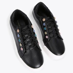Kurt Geiger London Designer Mini Liviah sneaker black rhinestone Women 5.5